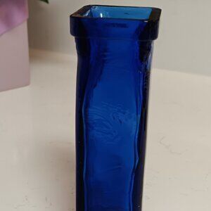 Vintage 1960-70's Cobalt Blue 6" Square Glass Vase